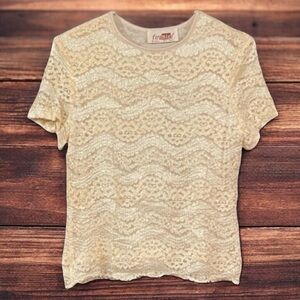 VINTAGE STRETCH LACE BLOUSE SIZE LARGE